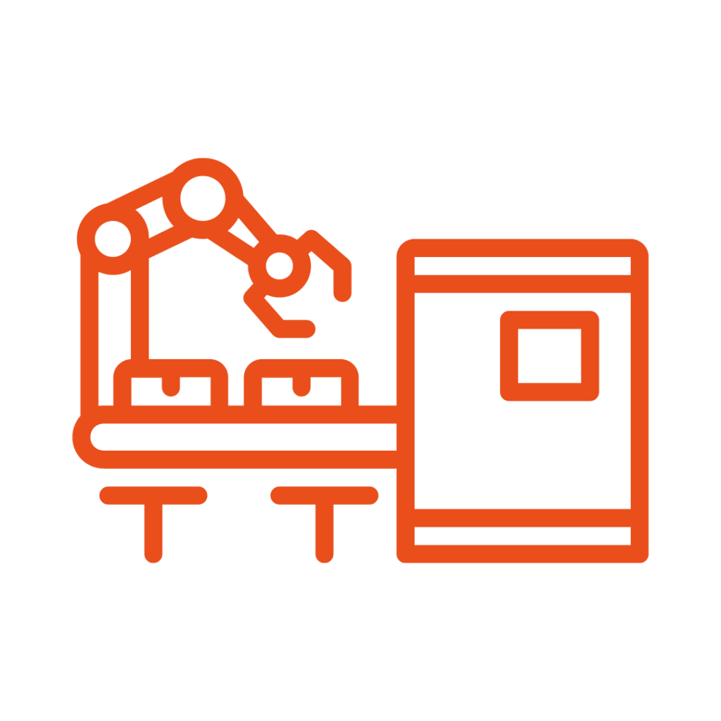 Ícone de maquinário fabricando peças